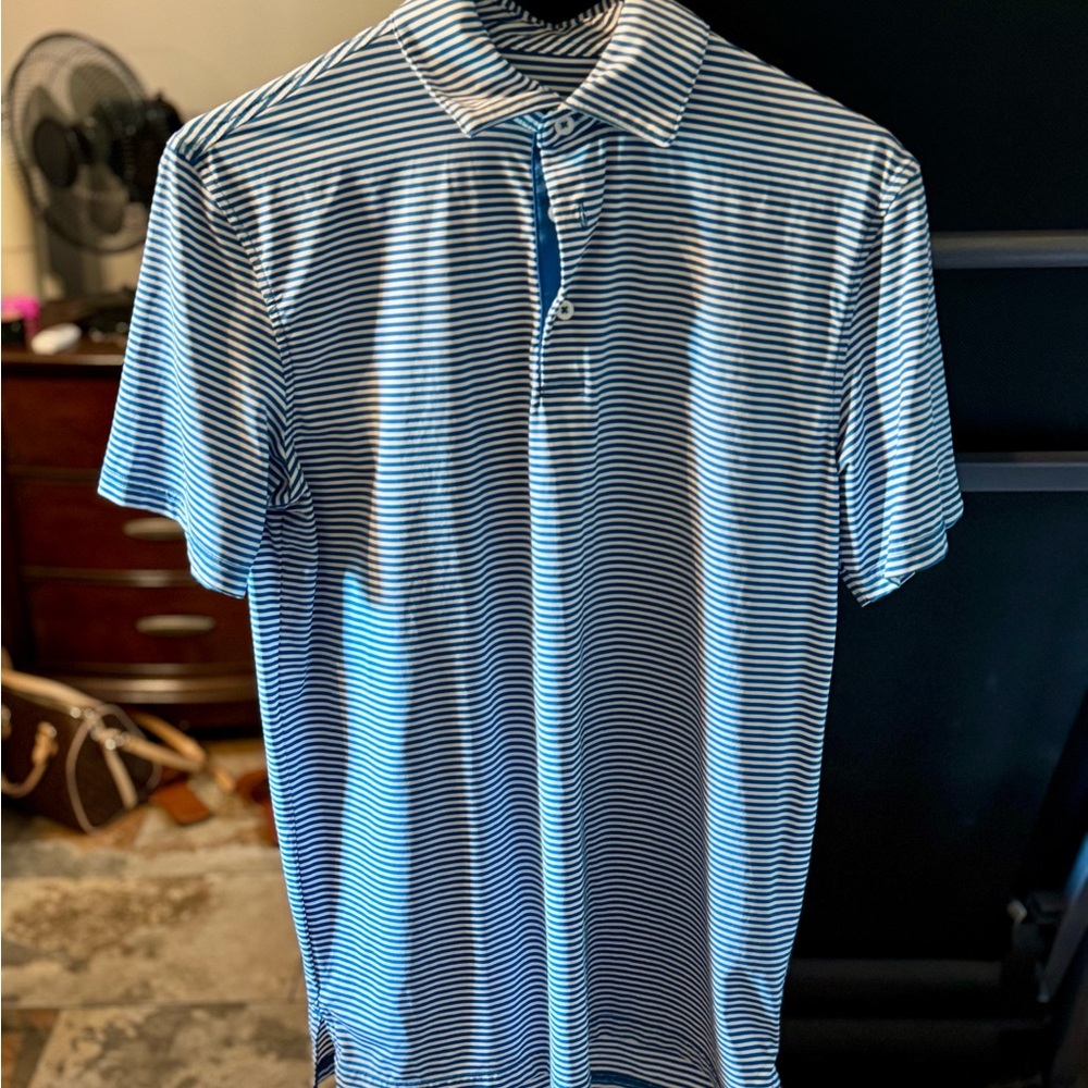 Southern Tide Blue and White Striped Men's Shirt
